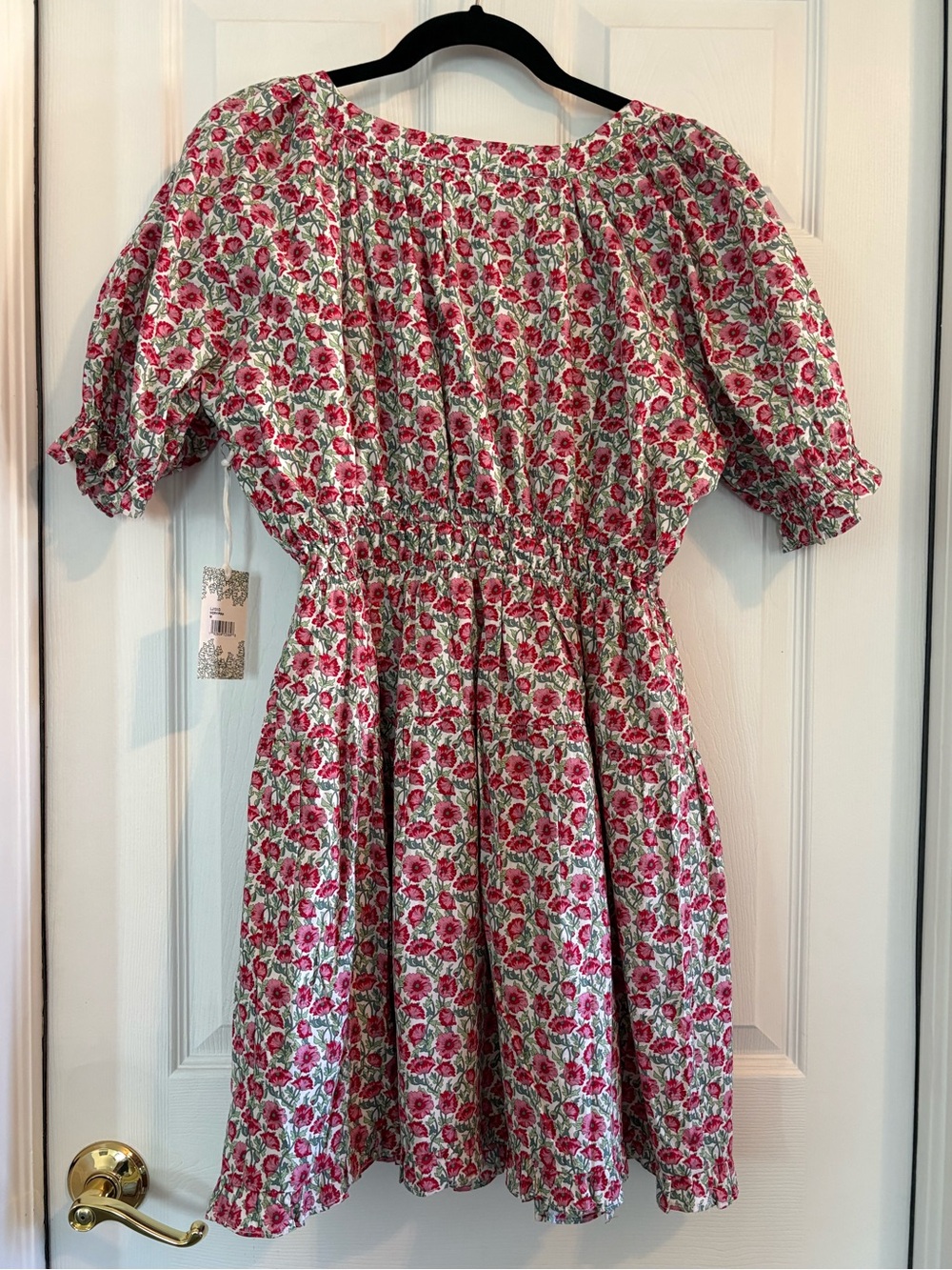 NWT HYACINTH HOUSE RED DAHLIA DOROTHY MINI DRESS MEDIUM RED GREEN FLORAL - Picture 3 of 10